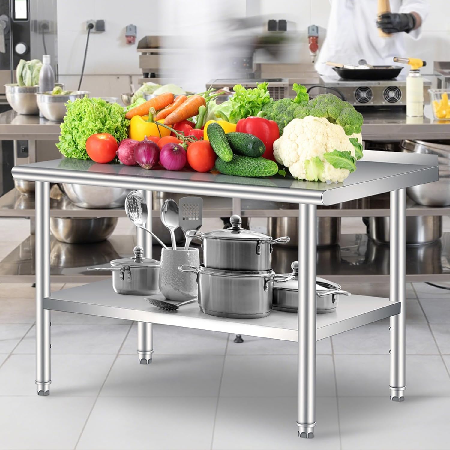 Commercial Kitchen Backsplash - 60 x 24 inch roestvrijstalen voorbereidingsblad