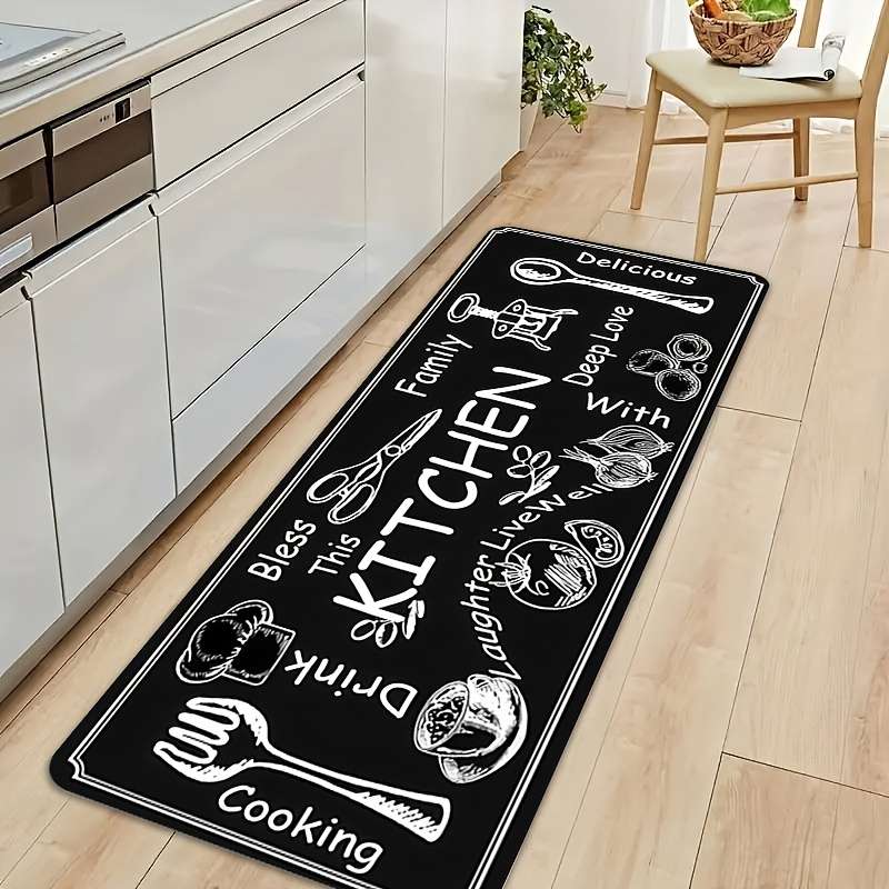 Commercial Kitchen Zones - Krijtbord-stijl keukengerei typografie print vloerloper antislip