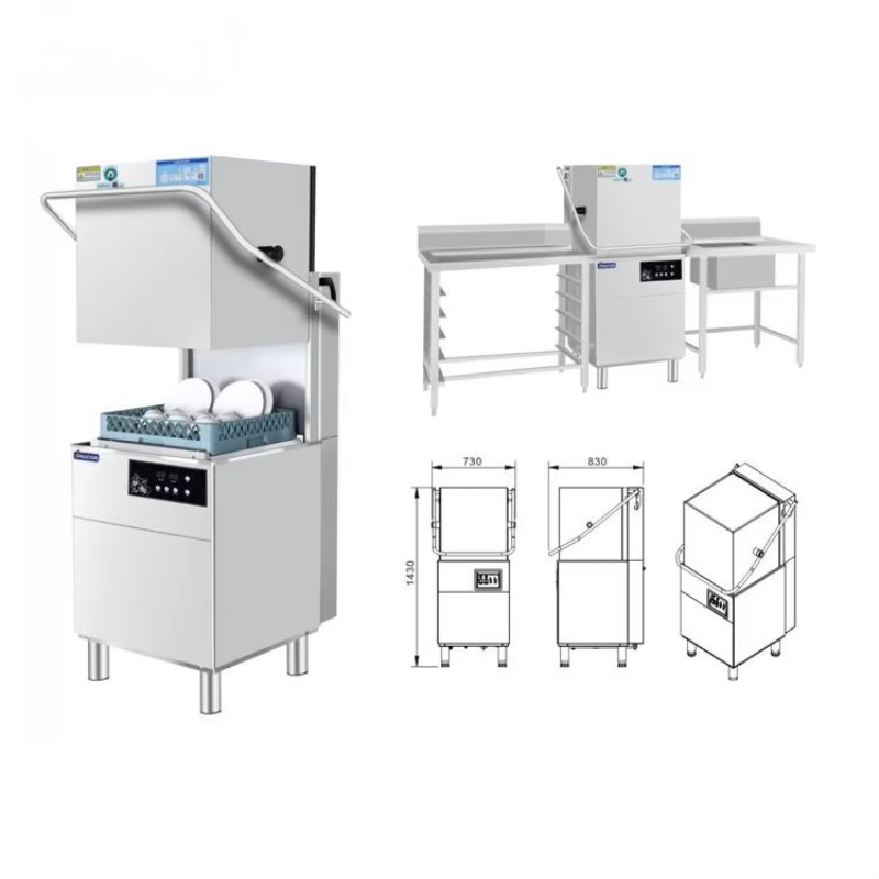 Commercial Kitchen Hood Cleaning - Commerciële automatische vaatwasmachine met afzuigkap, roestvrij