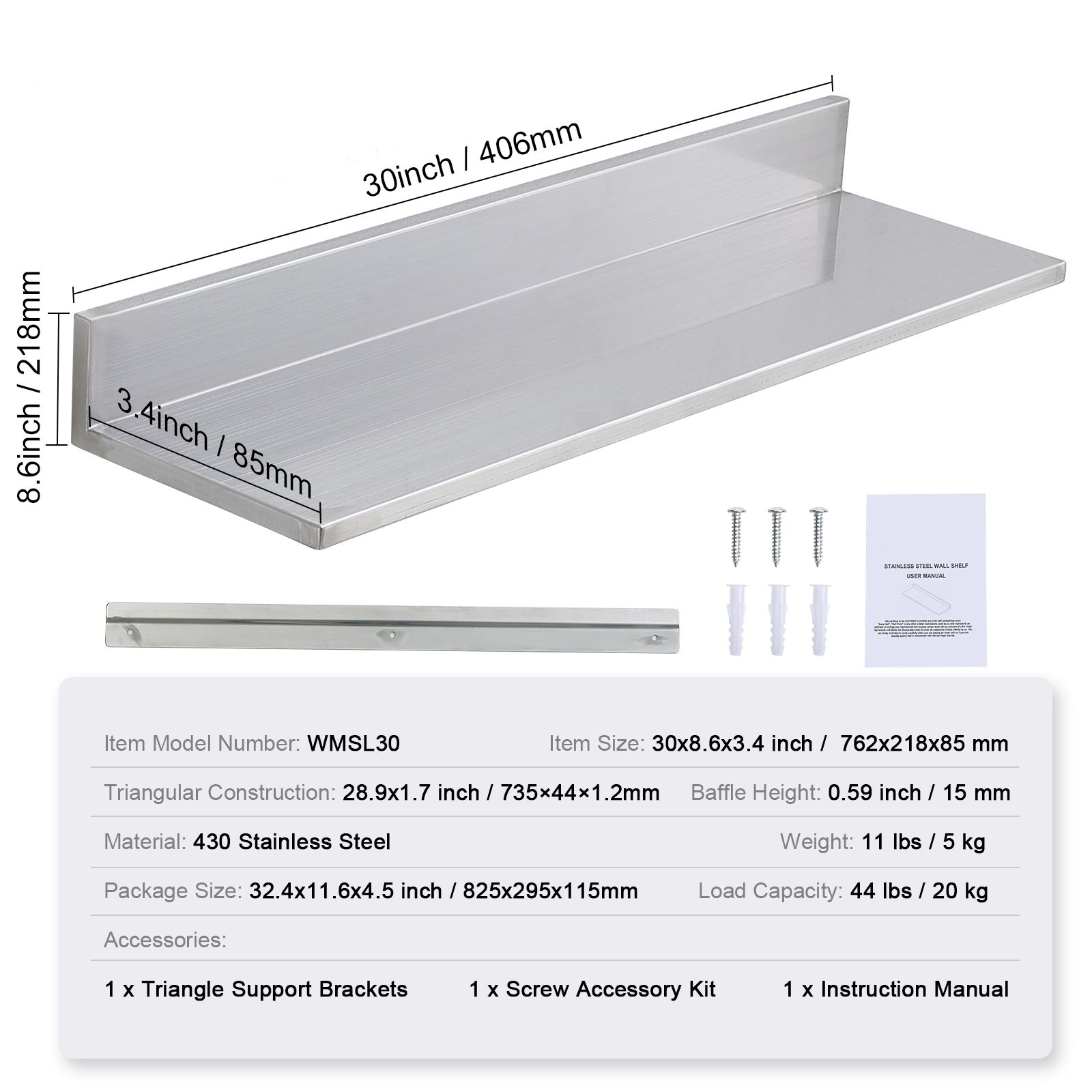 8,6 x 30 inch roestvrijstalen  - Commercial Kitchen Backsplash recensie en prijs