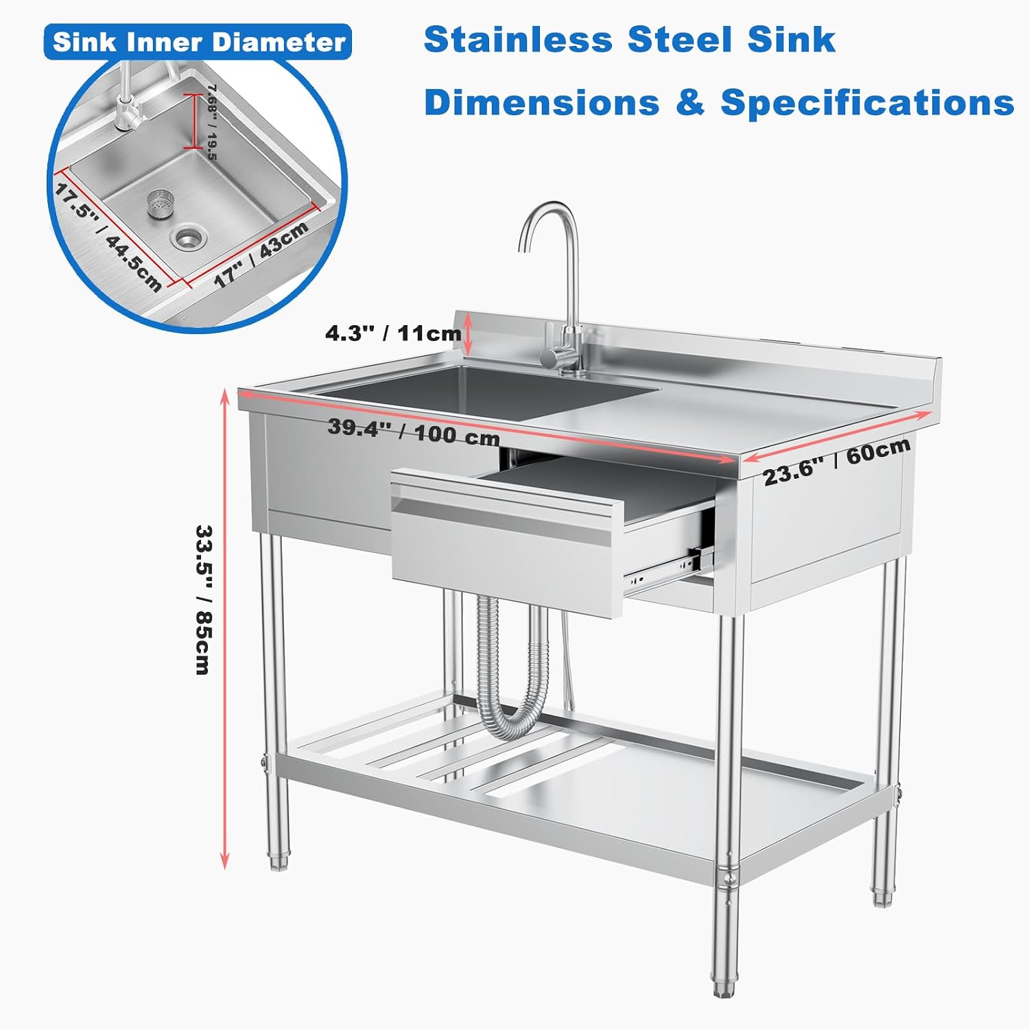 RVS spoelbak met lades en sani - Commercial Kitchen Plumbing recensie en prijs