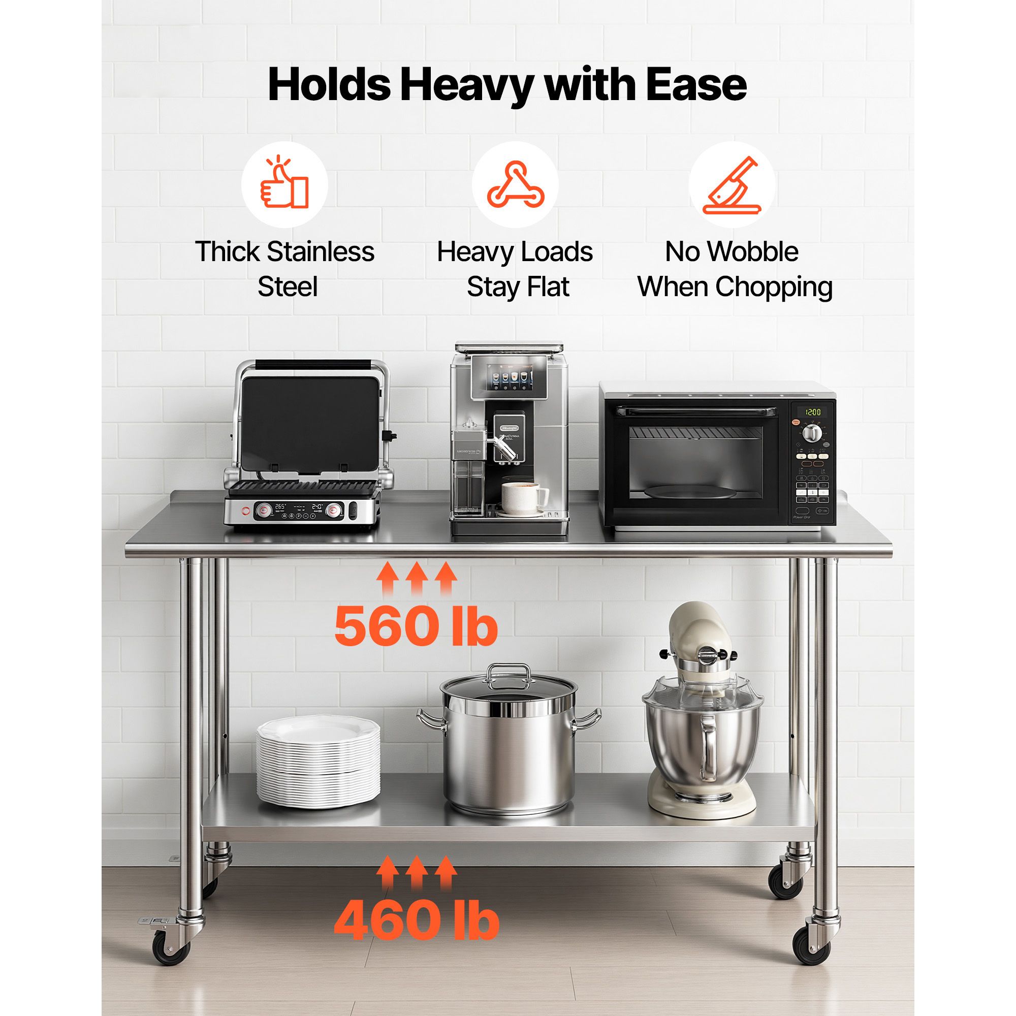 RVS-werktafel, 24x60 inch voed - Commercial Kitchen Backsplash recensie en prijs